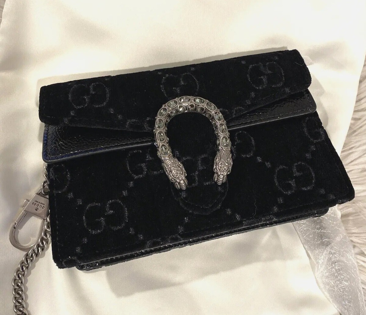 Gucci Dionysus GG Logo BLACK Velvet Crystal Mini Shoulder Gucci Dionysus GG Logo BLACK Velvet Crystal Mini Shoulder