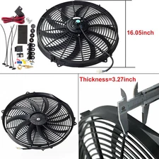 For Spal 16" Thermo Fan Skew Blade 12v Puller 3000CFM Low Profile Cooling Fan