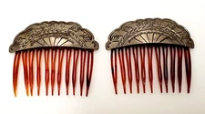 Pair of Native American Navajo Sterling Silver Hair Combs