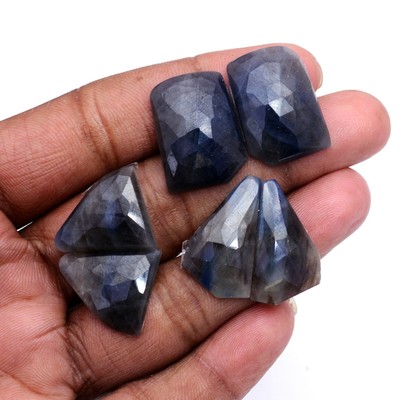 125 Karat Natürlicher Saphir Bio-Color Unbehandelt 3 Paar Checker Schnitt Locker