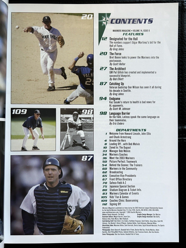 September 2003 Seattle Mariners Magazine Edgar Martinez Bret Boone Freddy Garcia - Picture 2 of 4