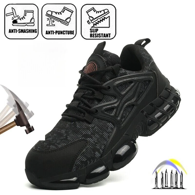 Mens Indestructible Safety Shoes Steel Toe Breathable Sneakers Anti Puncture US