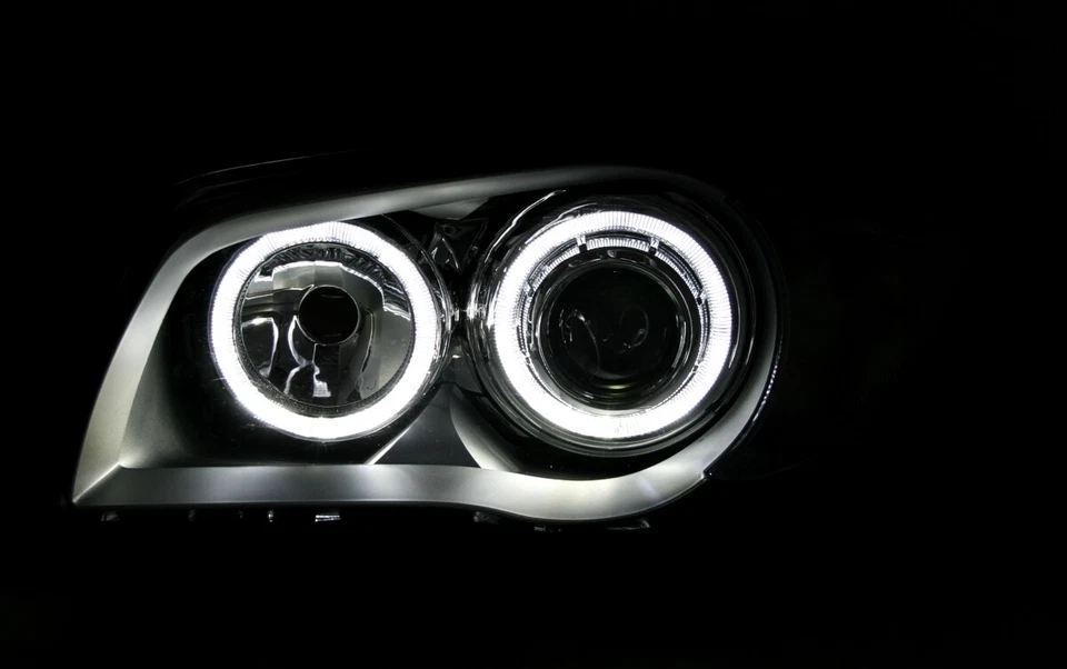 Angel Eyes Scheinwerfer mit weiße LED Ringe für 1er BMW E87 E81 E82 E88 Grau - Bild 3 von 4