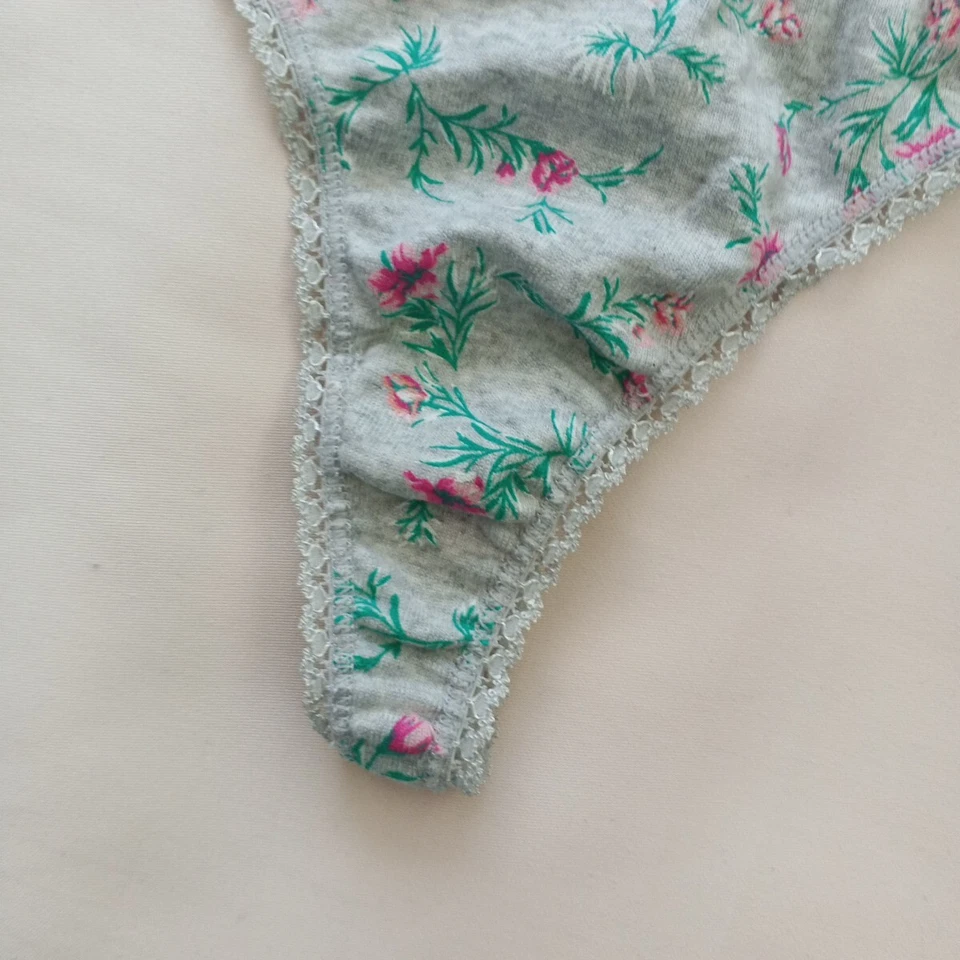 Nuevo con etiquetas Tanga Charter Club Talla S Gris Floral 100% Algodón Foto 4 de 4