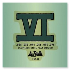 La Bella 767-6F Bass VI Stainless Steel Flat Wound Guitar Strings 26-95
