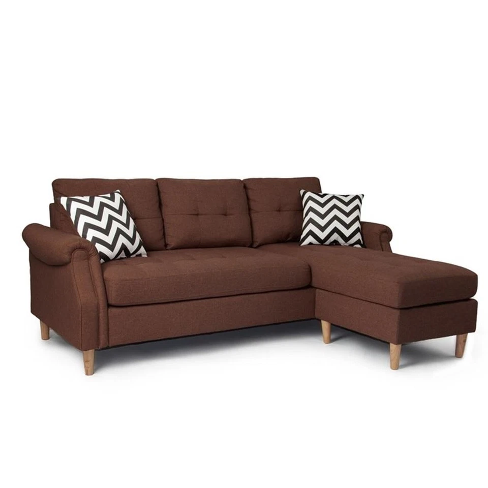 Poundex Furniture Fabric Reversible Sectional Sofa Set in Espresso Color - Image 4 of 4