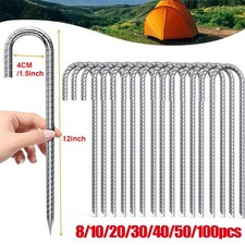 12inch Heavy Duty Steel Tent Pegs J Ground Stakes Gazebo Galvanised Metal Rebar
