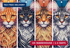 4pcs Cat Diamond Art Bookmarks,Diamond Painting Bookmarks Kits for Adult,DIY Gem