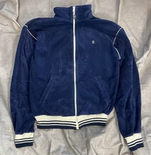 VINTAGE Pierre Cardin Paris Velour Tracksuit Jacket Men's Small Blue MADE in USA