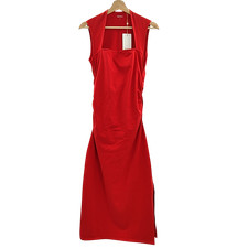 Quince Women Stretch Twill Fit & Flare Midi Orange Dress M