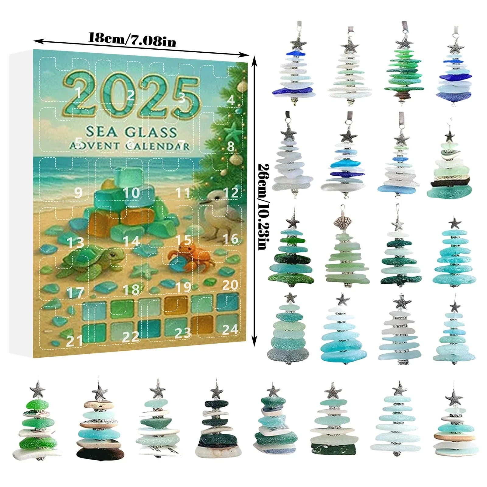 2025 Seashell Christmas Tree Calendar Countdown Blind Box With 24 Collectible