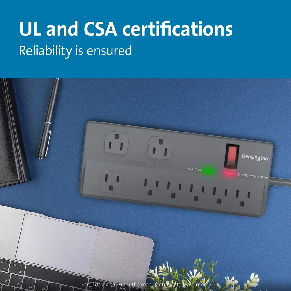 Kensington Guardian 8-Outlet 浪涌电压保护器 — 第 2/4 张图片