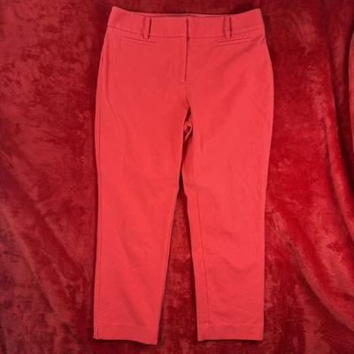 Ann Taylor LOFT Julie Pantalon Court Chino Taille 8 Rouge Coton Extensible - Photo 1/4