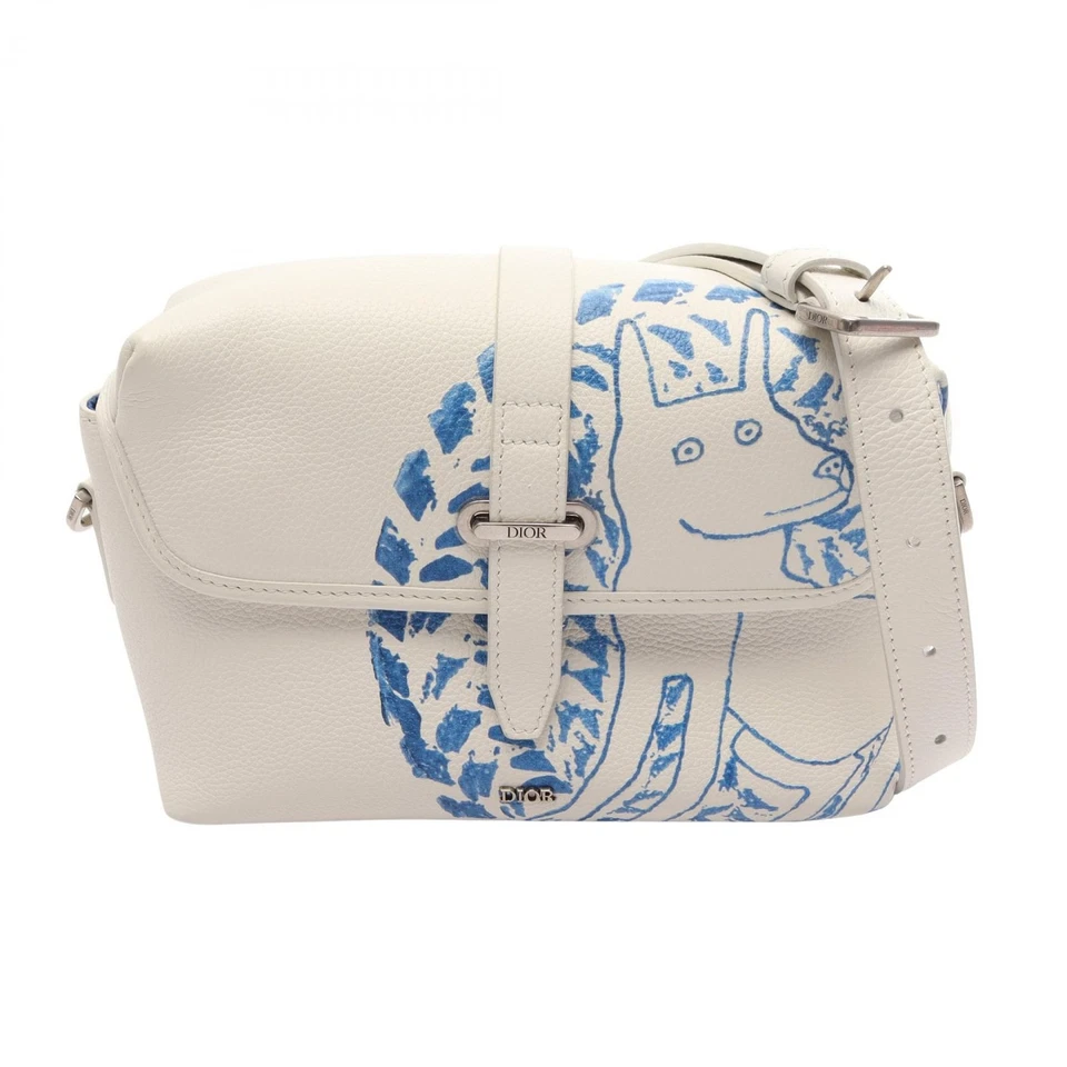 Sac bandoulière Christian Dior HYLTON NEL bandoulière cuir blanc bleu occasio... - Photo 1/4
