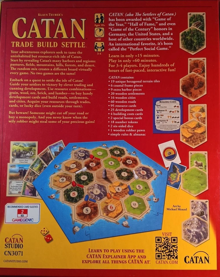 CATAN Board Game Classic Red Box Trade Build Settle Strategy Game - Image 2 of 4