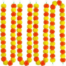 3 Pcs Marigold Garland for Decoration, 5 Feet Artificial Marigold Flowers Gar...