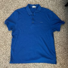 Calvin Klein Liquid Cotton Blue Polo Shirt Men's Size L Short Sleeve Collared