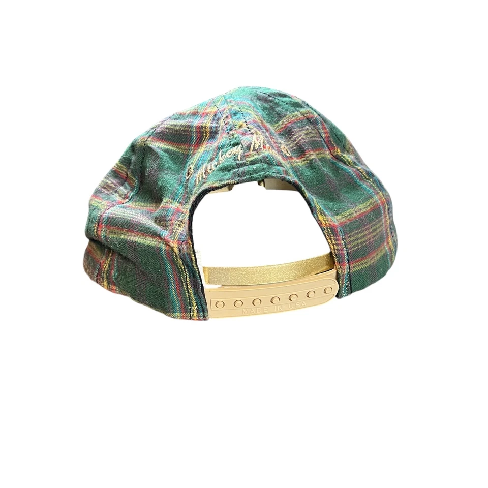 Vintage Disney Mickey Mouse Plaid Snapback Hat Cap Made in USA Green Tan - Image 3 of 4