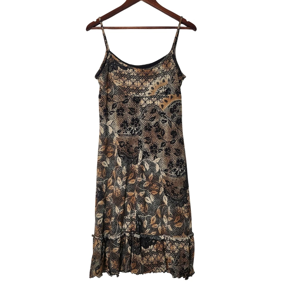 Vestido Midi Babydoll Studio Y De Colección Y2K Malla L Floral Marrón Goblincore Hada Grunge Foto 4 de 4