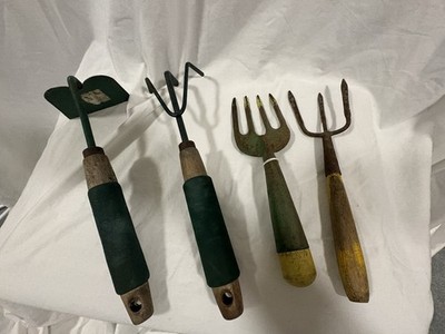 Vintage Garden Hand Tool Set 11 Pieces Multicolor Trowel Fork Hoe Cultivator