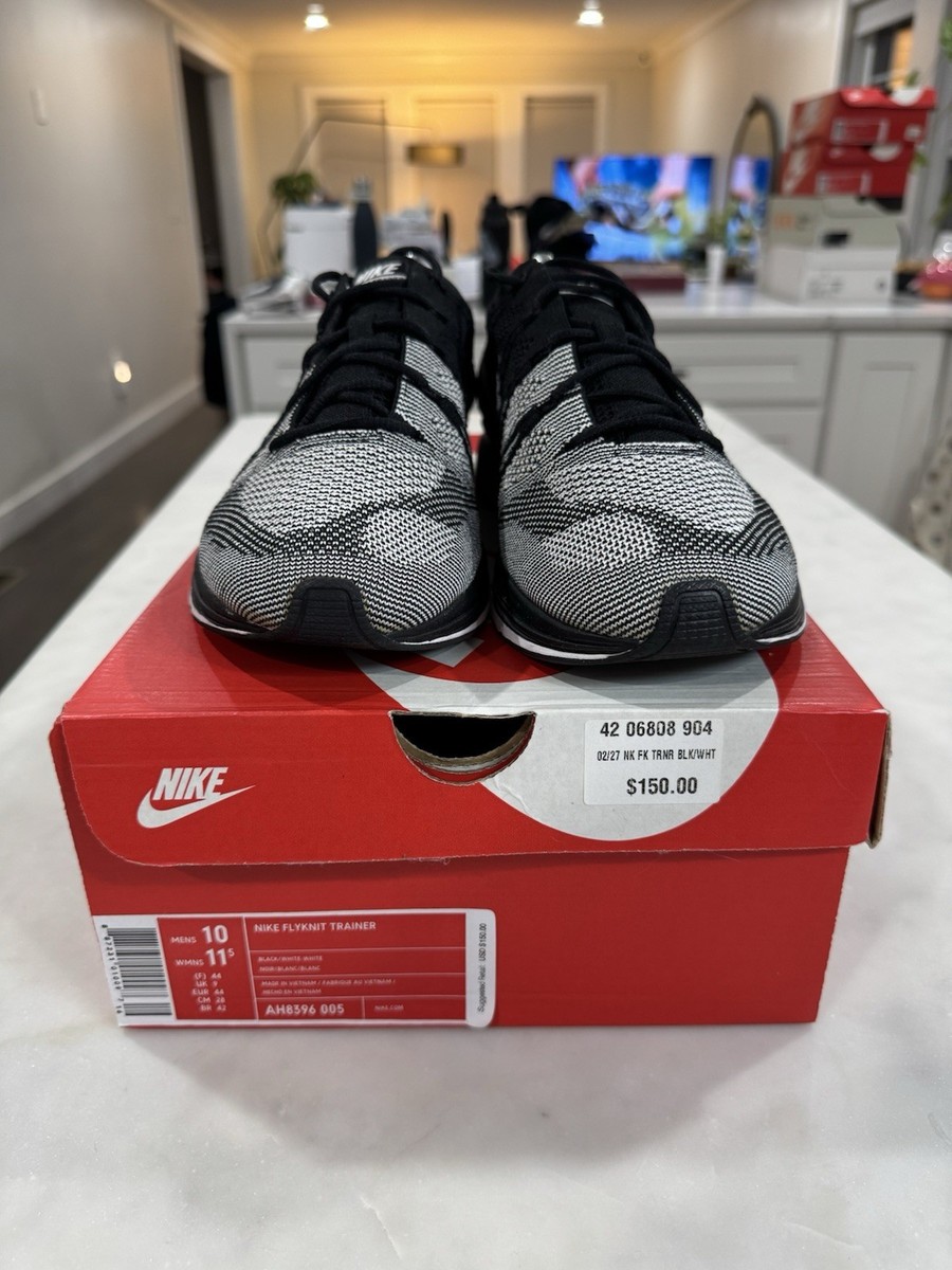 Nike Flyknit Trainer 2018 OG YeKnits Black Oreo AH8396-005 Racer Men\'s Size 13 Nike Flyknit Trainer OREO WHITE BLACK ORCA YEKNIT RACER  main image 3