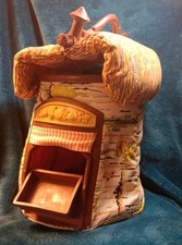 Vintage Fisher Price Woodsey Squirrel Family log wood tree store house 1980