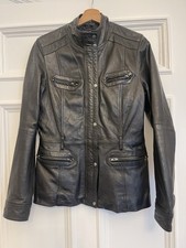 Clements Ribeiro Black Leather Ladies  Biker Jacket Size UK 16
