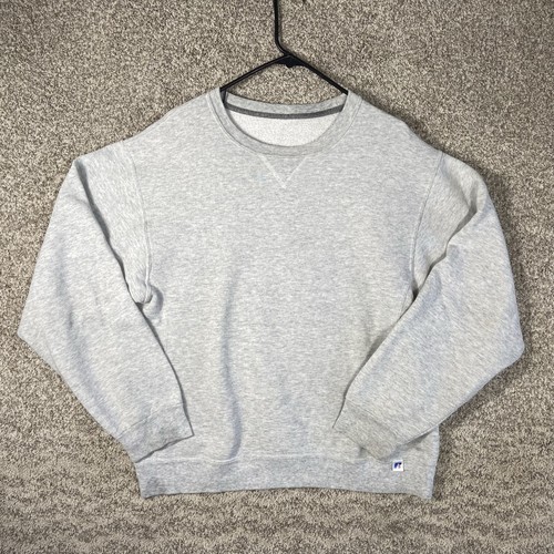 Russell Athletic Blank Crewneck Sweatshirt Gray Mens Large Vintage 90s Pullover