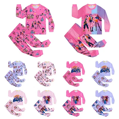 Mädchen KPop Dämonenjäger Langarm T-Shirts Hosen Outfits Schlafanzug Pyjama Set