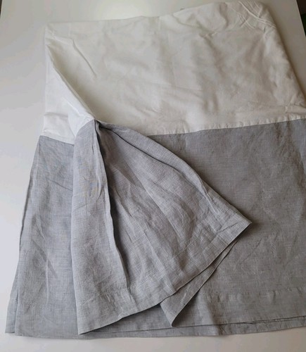 Pottery Barn Kids Gray Linen Pleated Bed Crib Skirt Ruffle
