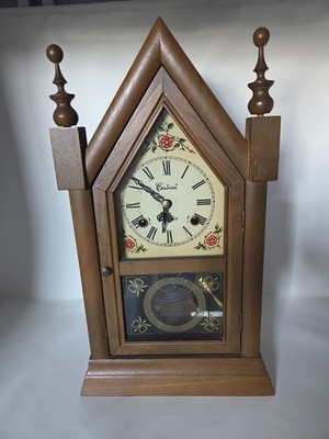 Centurion Mantel Clock with Floral Dial and Decorative Pendulum Window