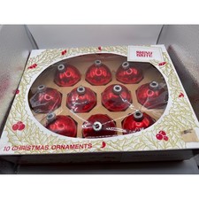 Vintage Shiny Brite Red Glass Christmas Ornaments Set of 10 Made in USA MCM