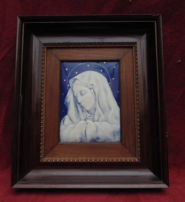 rare MAGNIFIQUE tableau ancien émaux de limoges vierge signé CHAUFRIASSE limoges - Photo 1/4
