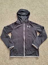 Youth Boys Under Armour Hooded Zip Up Jacket Size YXL Loose, Black