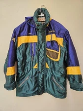 Vintage Descente Men's Ski Jacket Green Purple Yellow Metallic Large