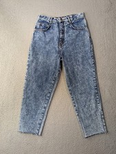 Anchor Blue Jeans Size 9 Vintage Style Retro Acid Wash Cut Off High Rise Y2K