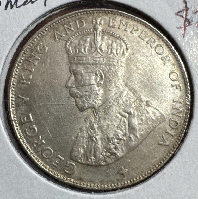 straights Settlement 50 Cent 1920 Details Scratch on face