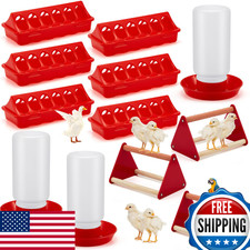 Patelai 7 Pcs Chick Feeder  Waterer Kit w/ Mini Perch - Baby Chicken Supplies