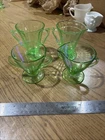 Lot Of 2 Sets Of Uranium Glass Cream And Sugar Cups Green Depression