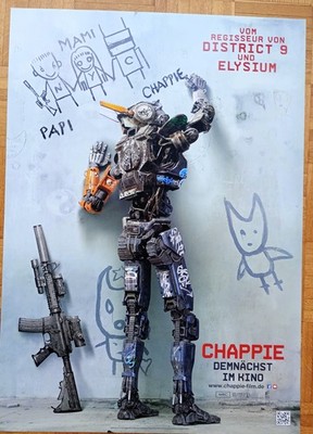 2x Filmplakat CHAPPIE A1 Kinoposter SciFi Jackman Weaver Voranzeige + HM gerollt