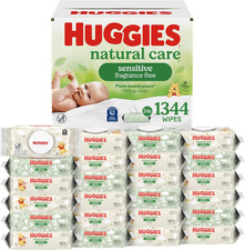 Huggies Natural Care Sensitive Baby Wipes, Unscented, Hypoallergenic, 99 Purifi