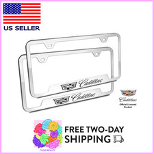 Cadillac License Plate Frame for New Logo Stainless Steel Chrome 2 Pack 