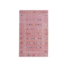 Handwoven Cotton Dhurrie Kilim Rug Color Pink Multi Design Handmade Carpet Rug