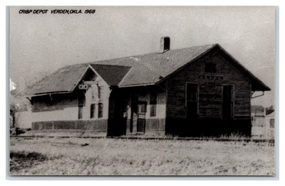 Rock Island Depot CR& I Railroad RPPC ~ VERDEN OKLAHOMA 1960s ~/
