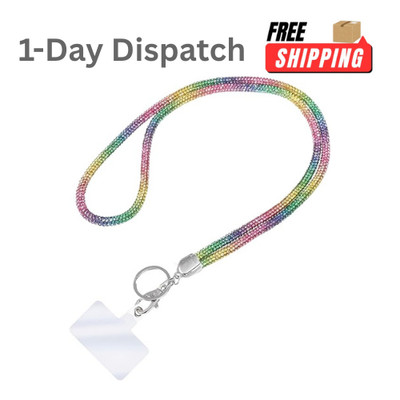Fashion 34.8'' Sparkle Crystal Neck Lanyard Bling Name Card Holder