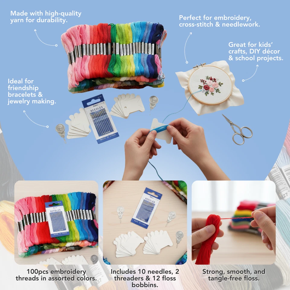 Incraftables Embroidery Thread for Bracelets 100pcs. Embroidery Floss - Image 3 of 4