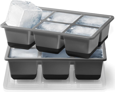 Large Ice Cube Trays 2 Pack, Easy Release 2.4'' Big Ice Cubes, Stackable Ice Tray