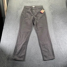 Blue Mountain Chino Pant Women Size 8 Gray Cotton Fleece lined Straight Workwear