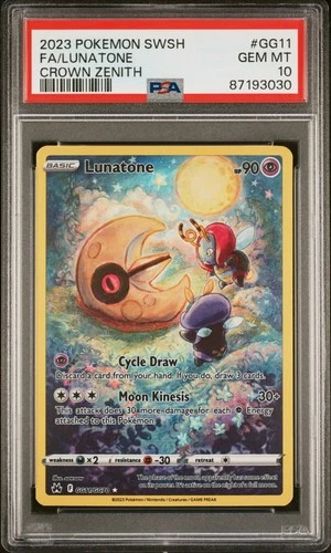 Pokemon Lunatone Sword Shield Crown Zenith GG11/GG70 PSA 10