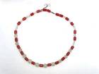 Vtg. Red White Bead Costume Jewelry Necklace Art Deco - 06